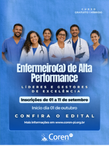 Coren-PI lança edital para formação de Enfermeiros(as) de Alta Performance