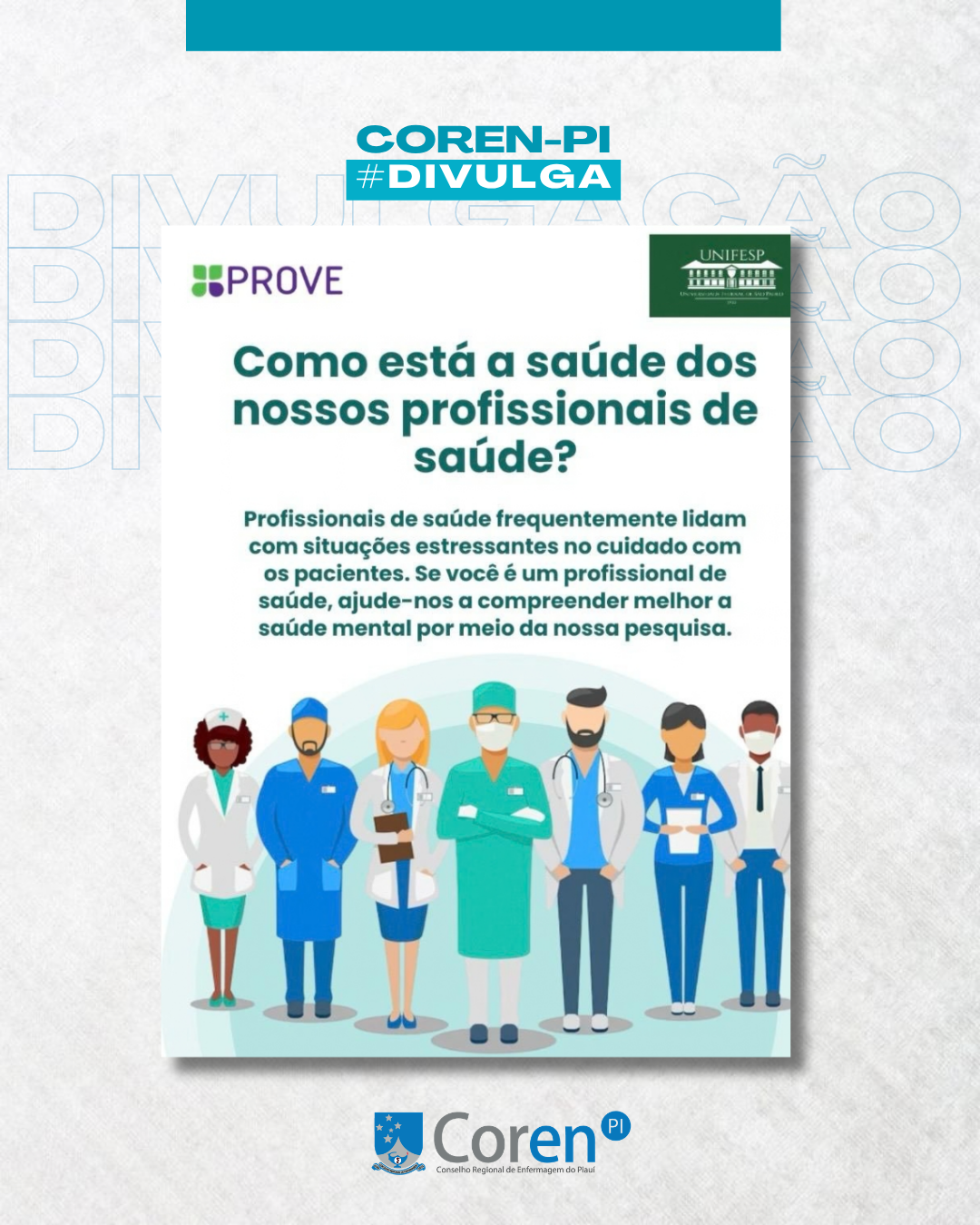 Coren-PI divulga: Pesquisa sobre saúde mental dos(as) profissionais de saúde