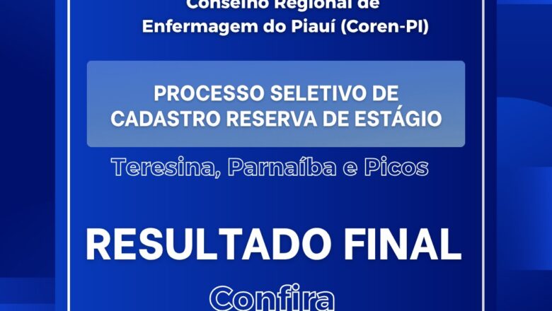 Coren-PI divulga resultado final de Processo Seletivo para cadastro de reserva de estagiários
